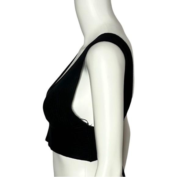 NWT House of Harlow 1960 Women's Rib Knit Bralette Black Top size M - Picture 2 of 7